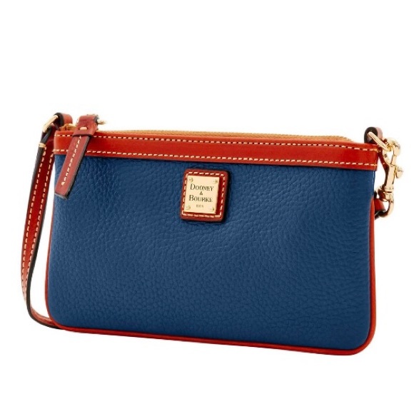 Dooney & Bourke Large Slim Wristlet pebbled leather Jeans Blue NWOT - Picture 4 of 5